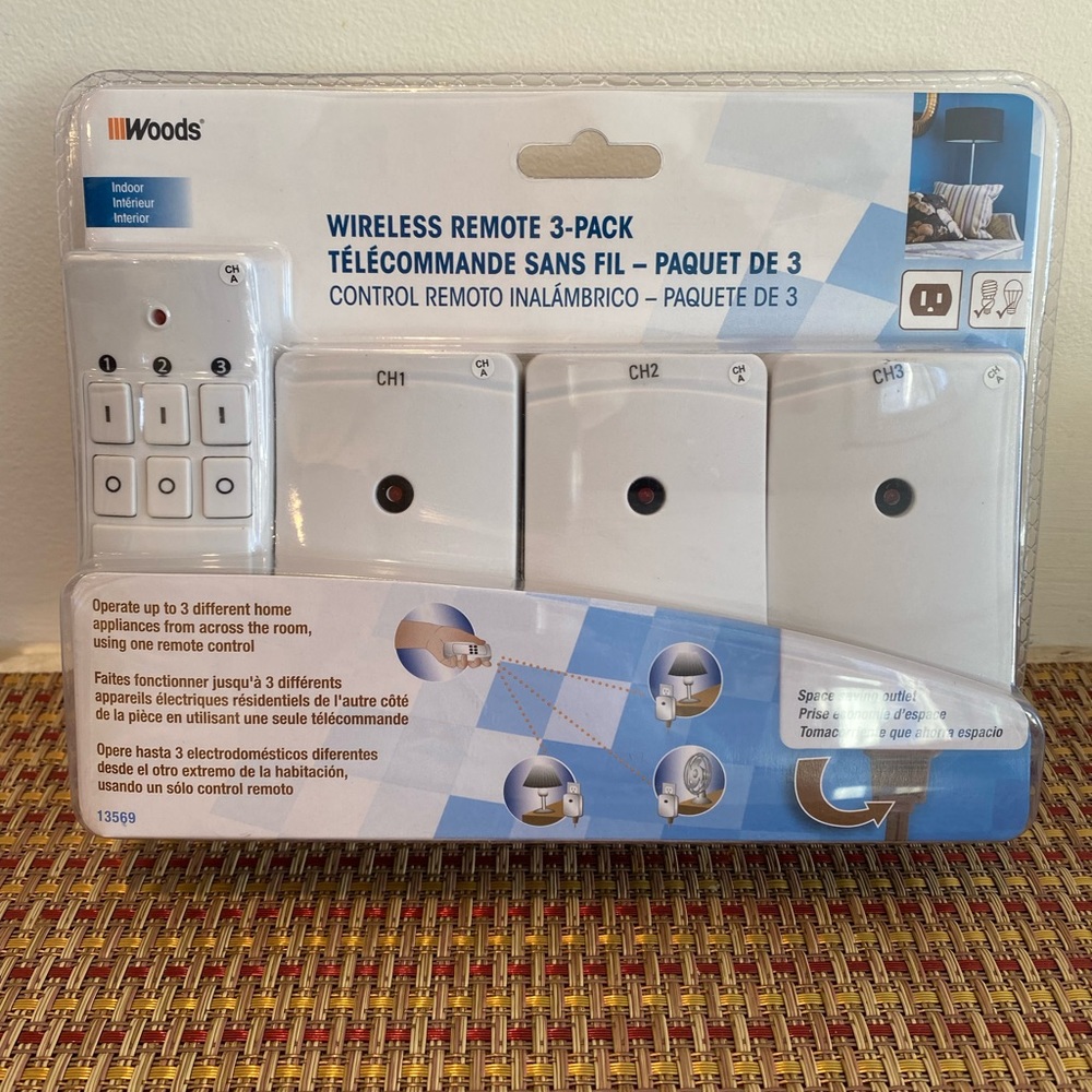 Wireless remote 3-pack for indoor use. Operates up to 3 different appliances.